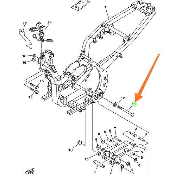 AS TENGAH SWING ARM FORK SASIS CHAISIS MOUNTING NOUVO Z LELE ORIGINAL YGP 5MX-F5181-00