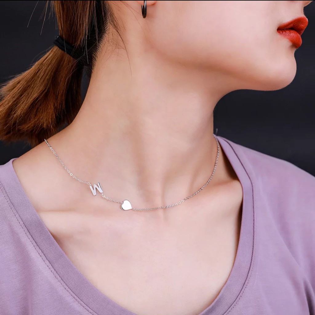 Kalung inisial huruf titanium anti karat lapis emas wanita necklace perempuan KN-10