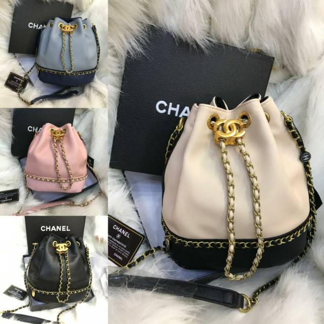 CHANEL DRAWSTRING BAG TAS SERUT SELEMPANG SLING BAG TAS PESTA CLUTCH