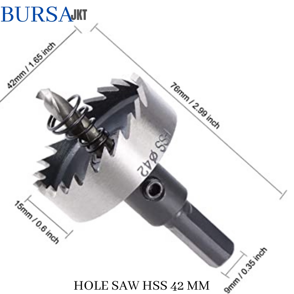 MATA BOR HOLE SAW STAINLESS STEEL PELUBANG BESI PLATE METAL DRILLING LOGAM 42 MM