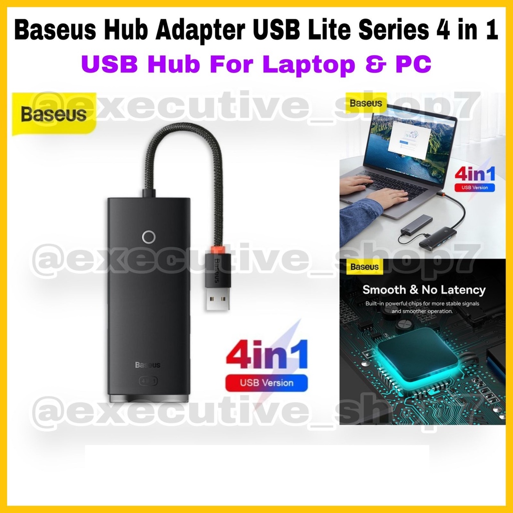 Baseus Hub Adapter USB Lite Series 4 in 1 - USB Hub for Laptop &amp; PC - Garansi Resmi 6 Bulan