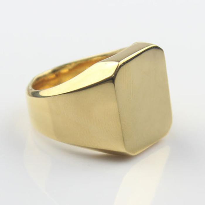 [Bayar di Tempat] Cincin Titanium Karakter Gold Polos Untuk Pria Biker - Model Super Keren