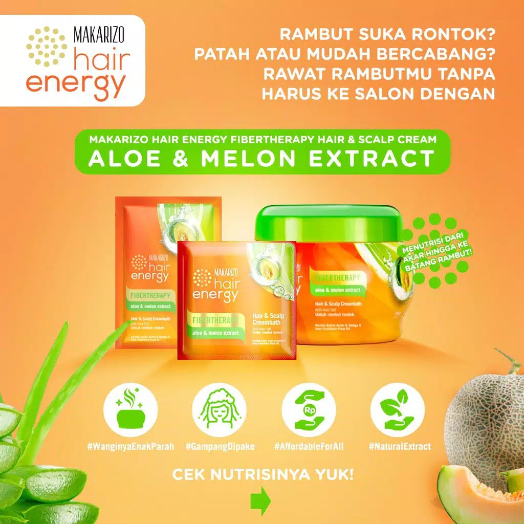 Makarizo Hair Energy Fibertherapy Hair &amp; Scalp Creambath Aloe &amp; Melon 500 gr