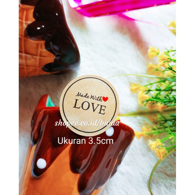 

Label Sticker Made with Love Segel kraft kemasan packaging sealer dus box hampers baking tools decoration