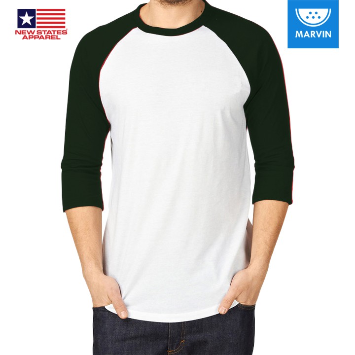 NSA Cotton Raglan 7260 White/Forest Green pod print on demand satuan