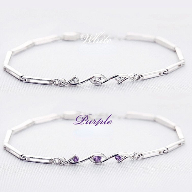 Gelang Sterling Silver Hias Batu Gaya Korea Untuk Wanita