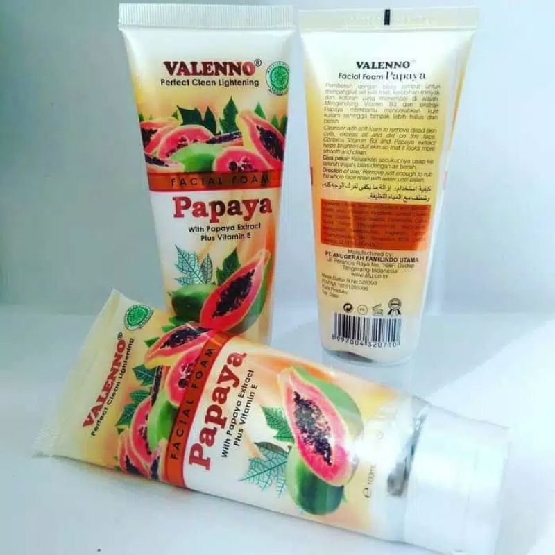 SABUN PEPAYA PENCERAH WAJAH - SCRUB WAJAH VALENNO FACIAL FOAM 100GR