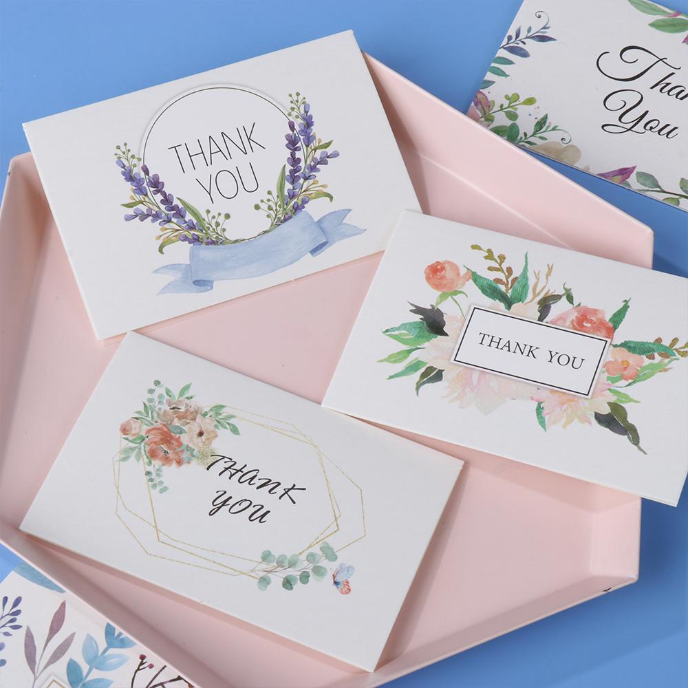 R-flower 6Pcs/Pack &quot;Terima Kasih&quot; Kartu Party Cardstock 4x6inch Paket Sisipan Puji Label Online Ecer Navy Blue Watercolor Kagumi Kartu