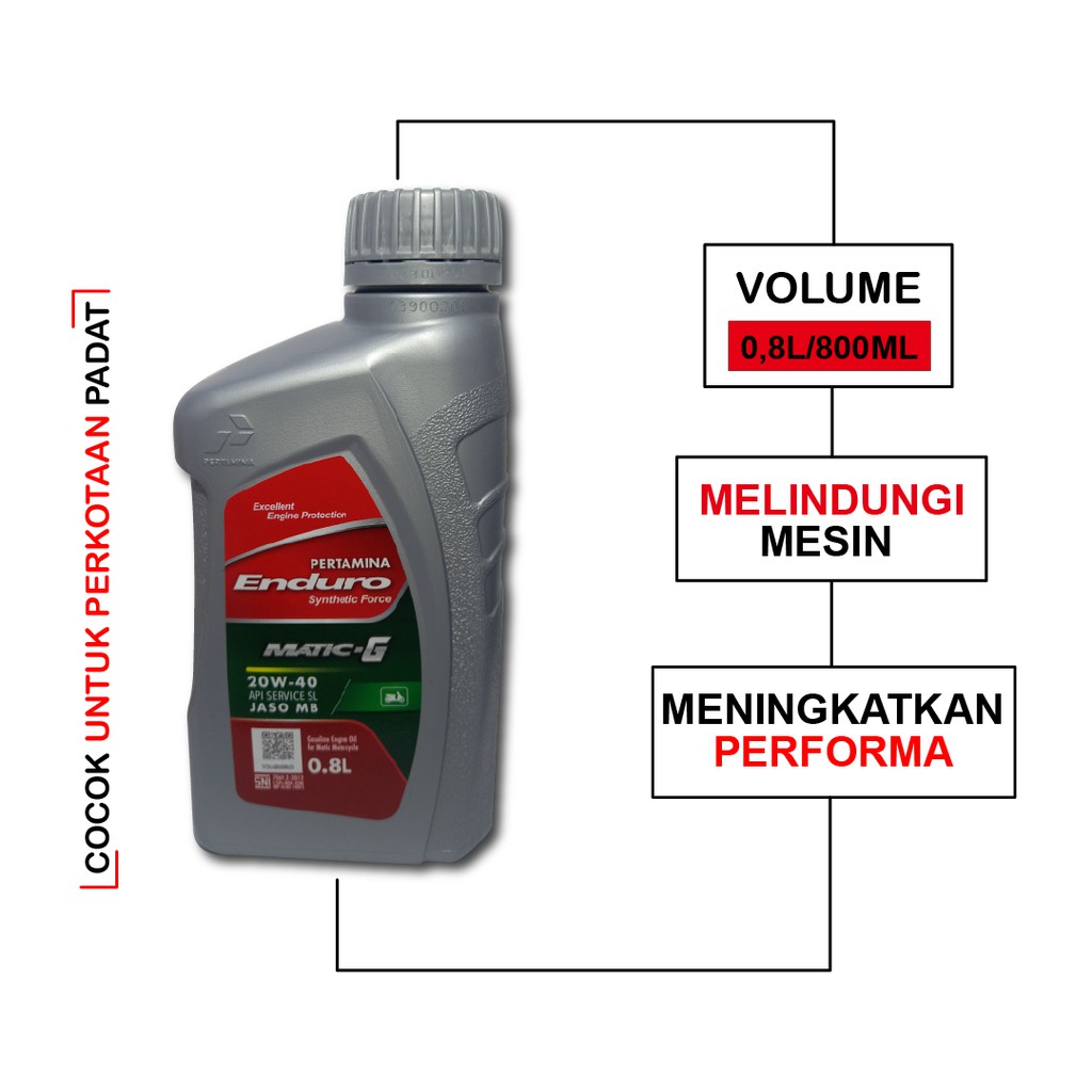 Enduro Matic-G Pertamina 800ml 20w40 Oli Motor Scooter Matik 0.8L