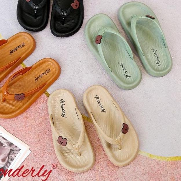 ➹ M2288 [WONDERLY] Sandal Jepit Wanita Sendal Jepit Boneka Sandal Jelly Beruang ☄