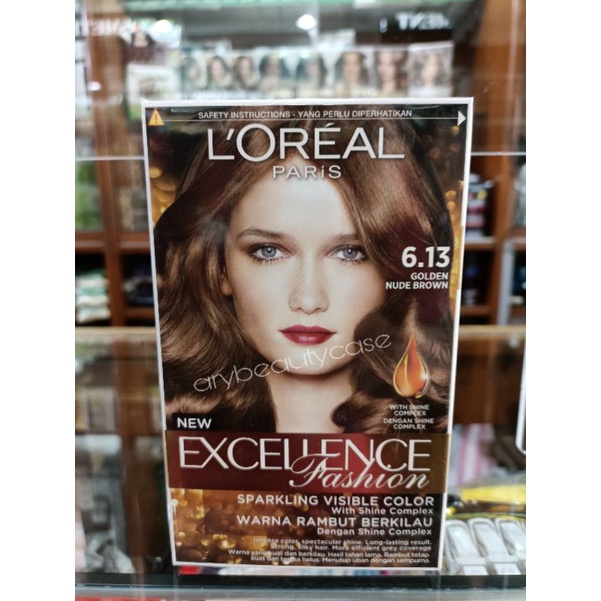 L'oreal paris excellence fashion hair color cat rambut 6.13 golden nude brown pewarna rambut
