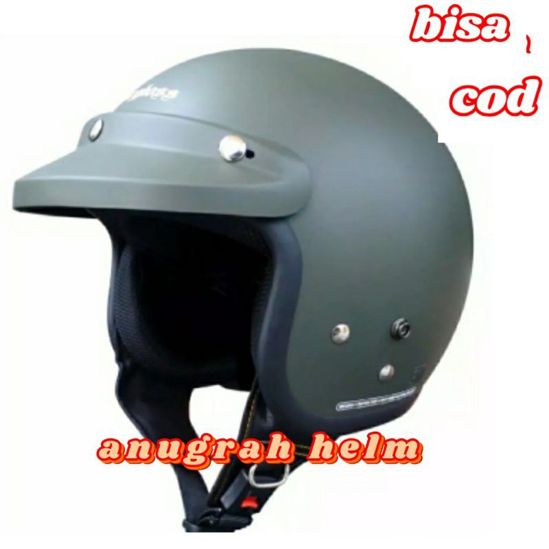 HELM CARGLOSS RETRO HIJAU ARMY DOff