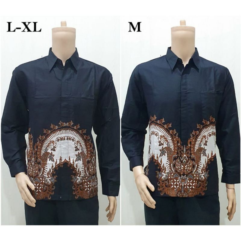 Baju Pria Kemeja Batik Pola Hitam