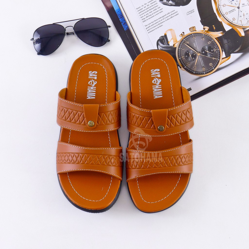 Satohama Sandal Selop Pria Sandal Murah Sandal Pria Dewasa Sandal Kulit Sintetis Sandal G2 Terlaris