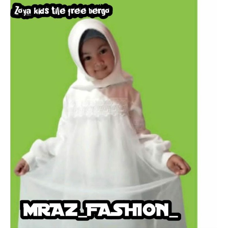 Zoya Maxi kids / gamis tile free bergo/ gamis anak terbaru  3-12 tahun.