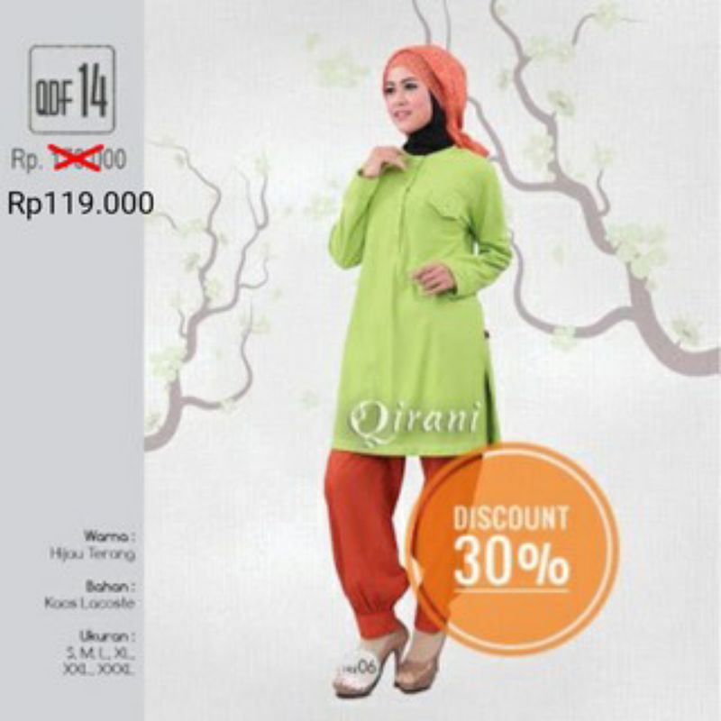 Qirani Dewasa,Mawar 14 hijau, ,tunik Qirani promo