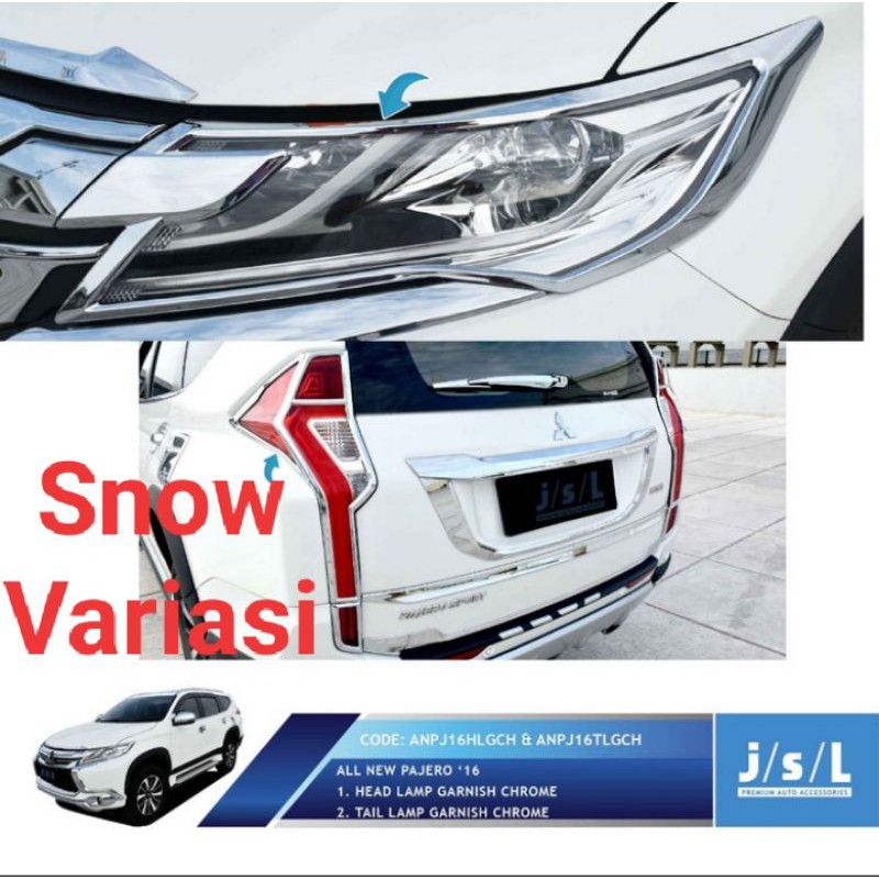 Paket Garnish Lampu Depan Belakang All New Pajero 2016 2018 Chrome