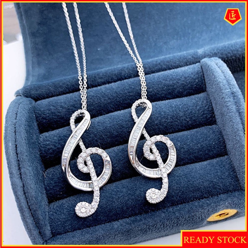 [Ready Stock]Fashionable All-Match Elegant Pendant Musical Note Diamond Necklace for Women