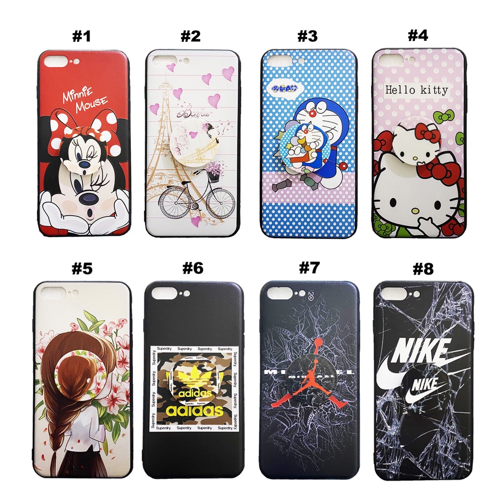 Softcase Hp iPhone 7+ 7 Plus Fuze Silicon Case Gambar Cartoon Casing Original Soft Case + Pop Socket