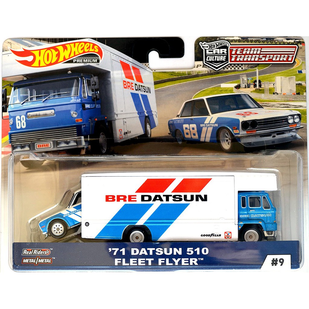 TT9 71 DATSUN 510 FLEET FLYER Bre Good Year Team Transport Premium HW Diecast Hot Wheels