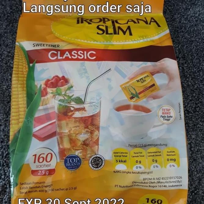 

Tropicana Slim Classic 160 Sachet @2,5 Gram - Sweetener / Gula Jagung