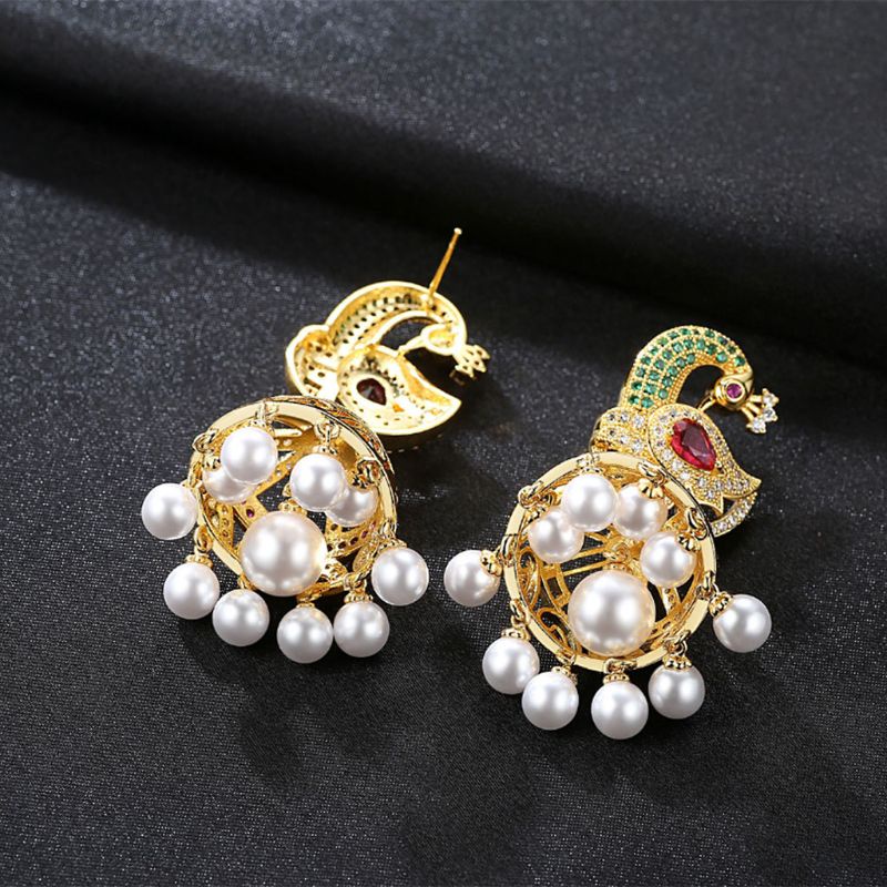 SIY  Vintage Earrings Gold Elegant Retro India Women Jewelry Pendant Pearl Rhinestone