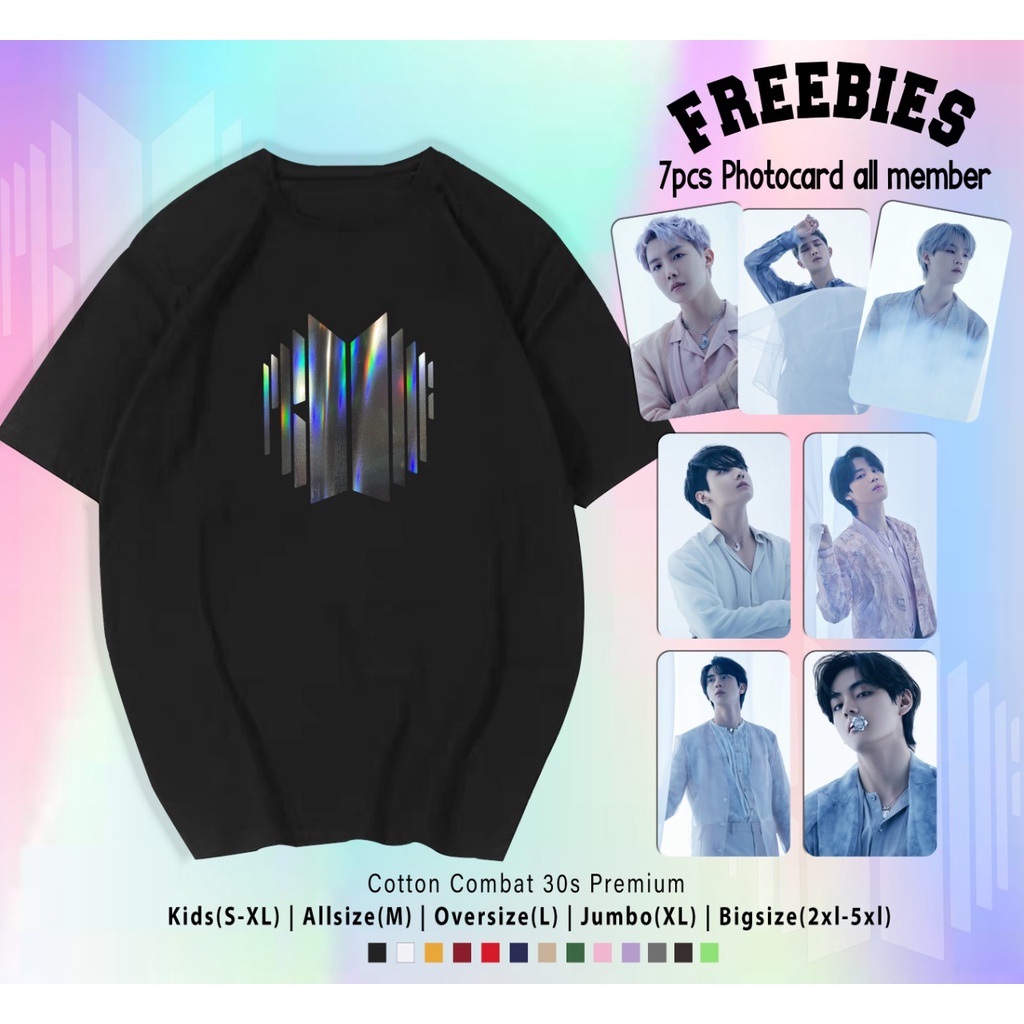 T-SHIRT PROOF HOLOGRAM LOGO B T S / KAOS K-POP / BAHAN 30S ADEM DAN LEMBUT / BANGTAN