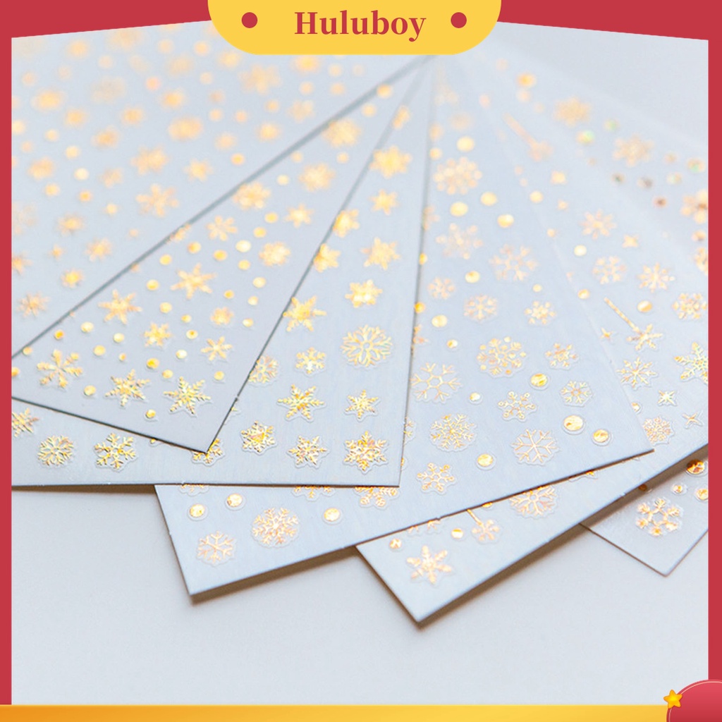 Huluboy Huluboy♡ Stiker Kuku Motif Snowflake Natal Untuk Wanita