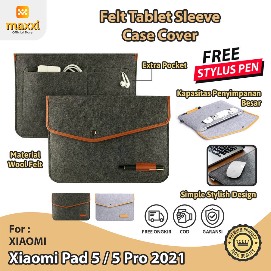Xiaomi Pad 5 5 Pro 2021 Mi 11 Felt Tas Tablet Sleeve Case Casing Bag Kanvas Pouch Model Envelope Can
