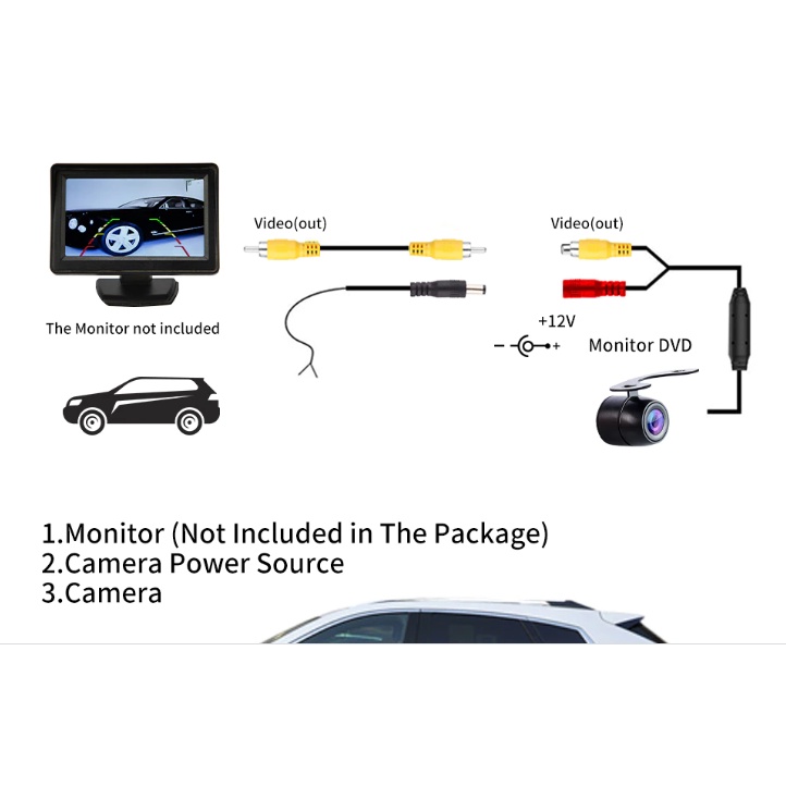 Camera Parkir mobil universal semua jenis mobil Kamera Mundur Kamera Belakang Mobil Car Rearview Camera 8 LED Nightvision Car Rear View Camera Universal Backup Parking Camera 8 LED Night Vision Waterproof HD Color Image 6m or 8m video Anti air