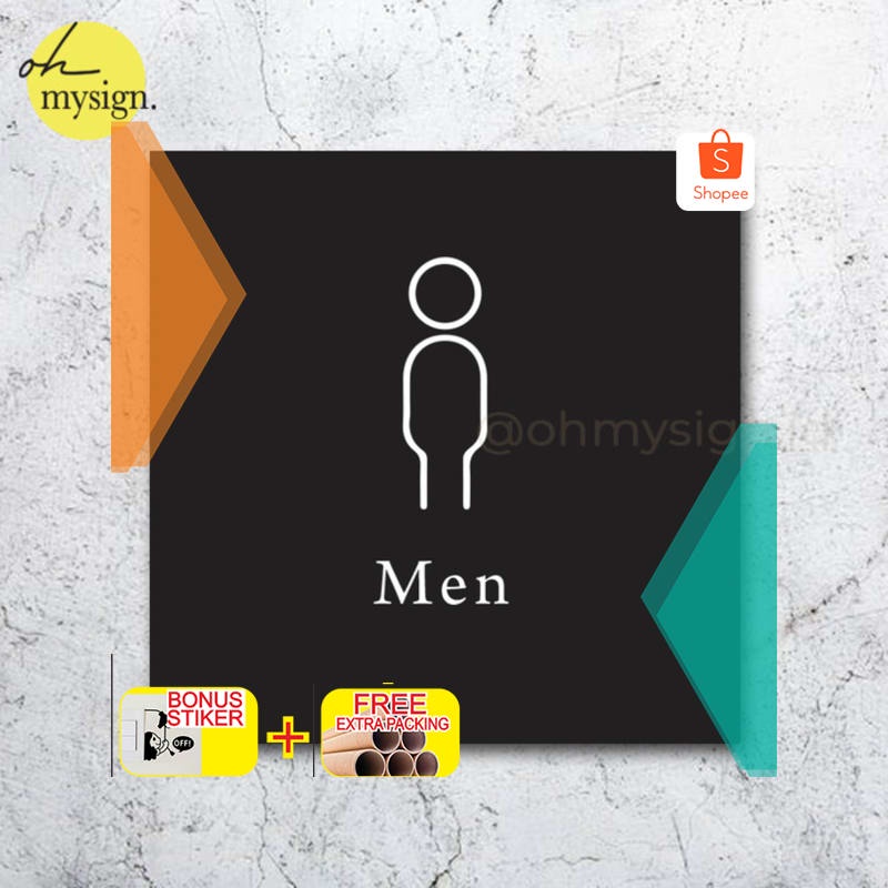 

Murah Sign Men sign Akrilik | Acrylic Sign Modern | Sign Board UV - Hitam 10x10 Keren