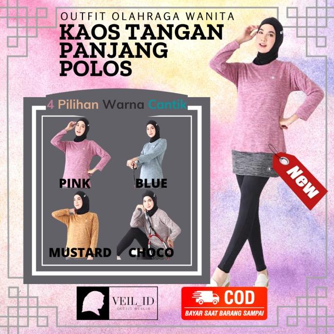 Pakaian Olahraga Wanita Atasan Olahraga Wanita Baju Kaos Olahraga Tangan Panjang Wanita Polos