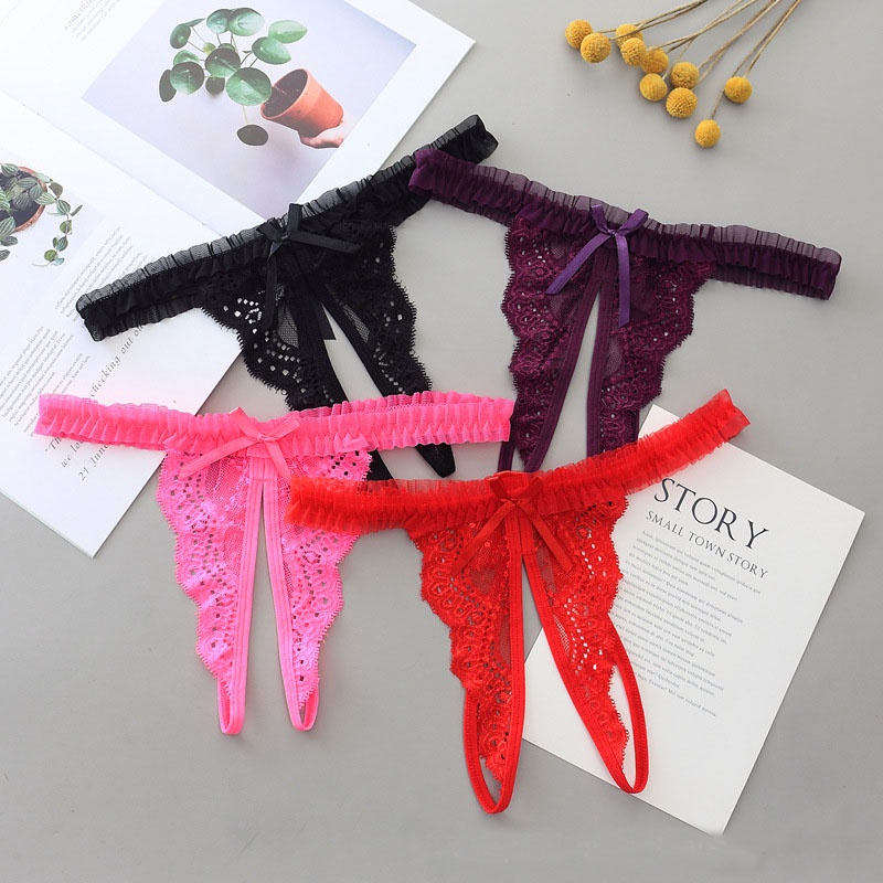 G String Wanita Open crotch Celana Dalam Sexy Lace transparan Lingerie C169