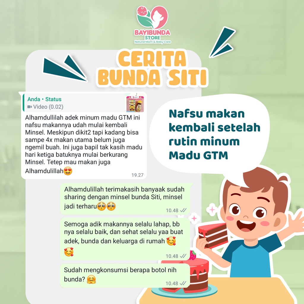 Madu GTM | Madu Anak Bayi | Usia 1 tahun | Original | Penambah Nafsu Makan Anak Bayi Gerakan Tutup Mulut