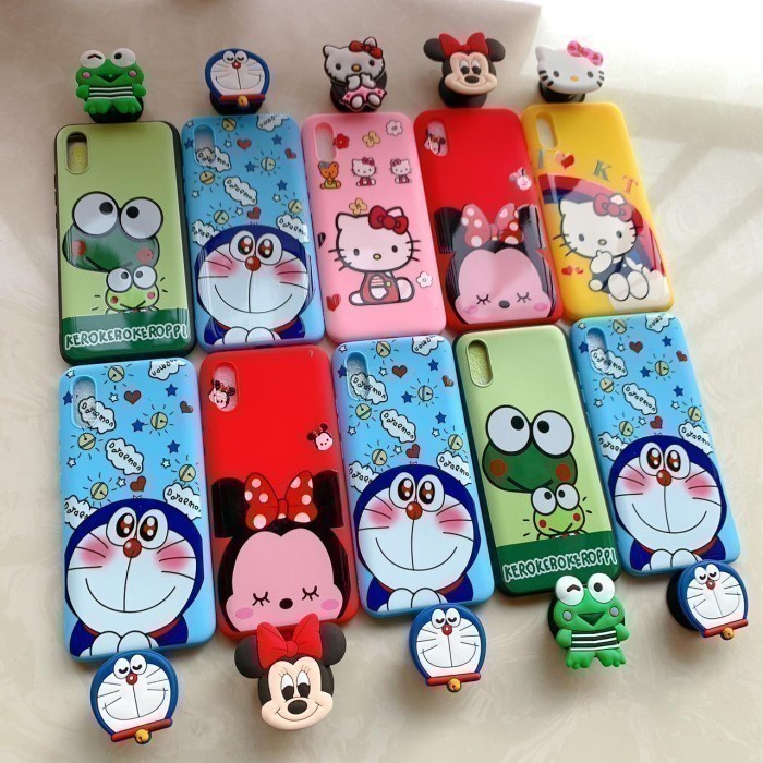 Case Kartun + PopSocket Oppo A5/A9 2020/A7 2018/A1K