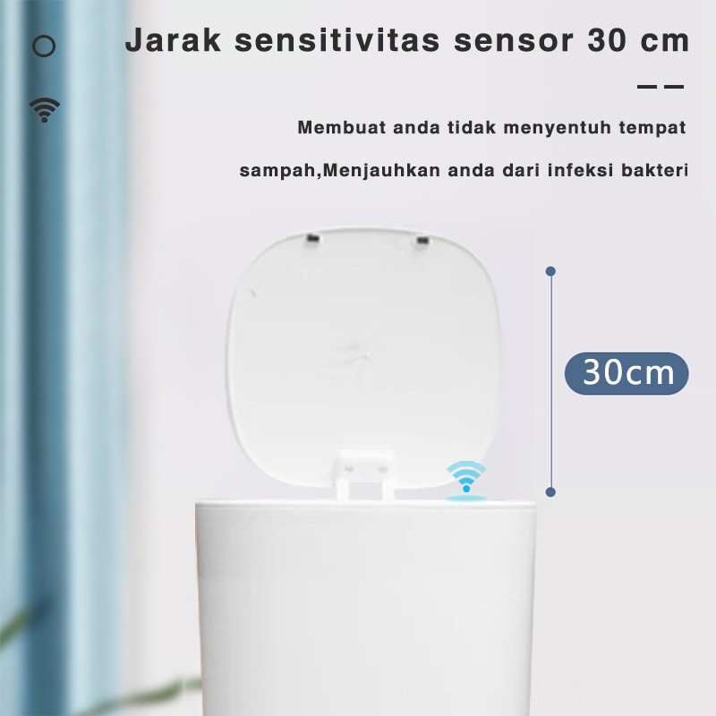 KADONIO Tempat Sampah Plastik Otomatis Infrared Automatic Sensor Gerak 12L Tombol / Tendang Membuka Cover