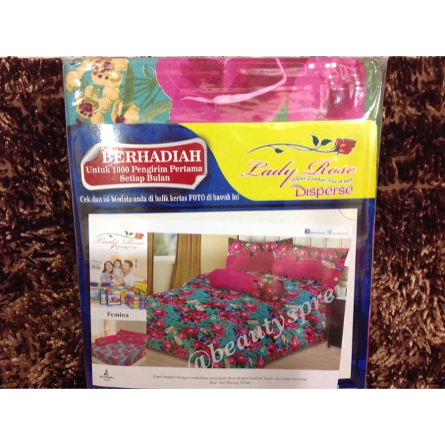 Sprei bunga bunga femina king size 180x200 lady rose katun halus