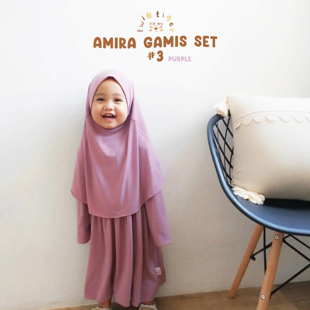 Twin Tiger Baby Amira Set Gamis Dress + Hijab  - Baju Muslim Baby