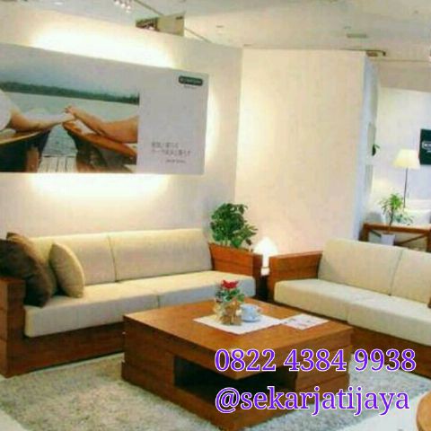 Meja kursi tamu jati minimalis mewah plus matras tebal