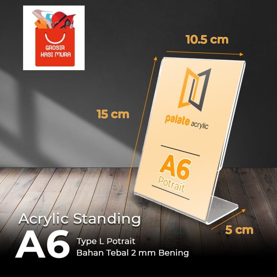 

Acrylic akrilik tempat brosur A6L acrylic no meja brosur holder 15x10