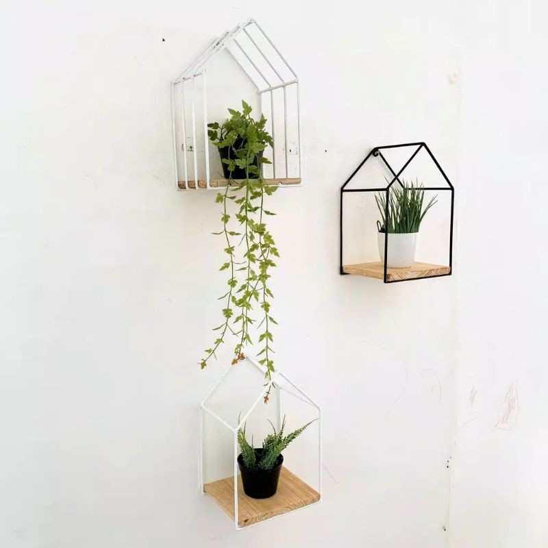 Alas 30cmx20cm Rak dinding besi minimalis, pot tanaman hias, rak pot tanaman dinding murah
