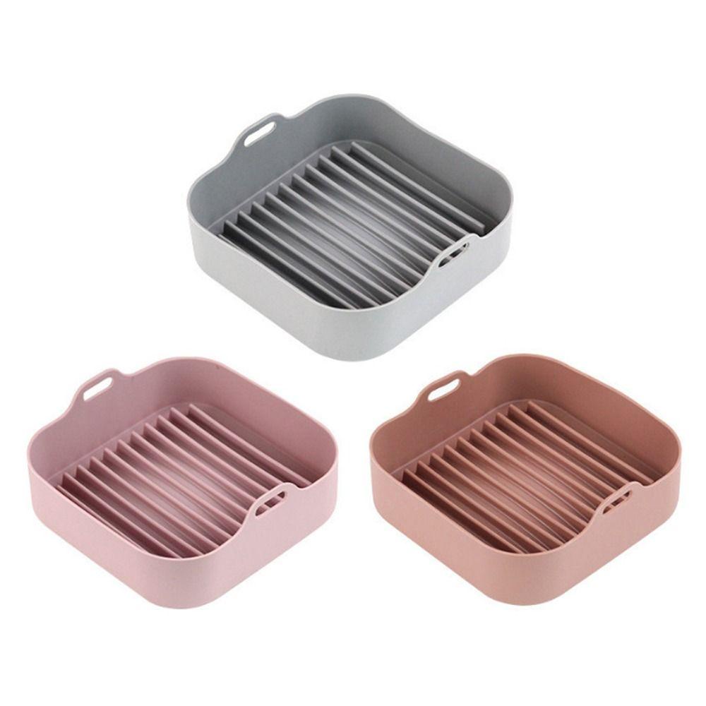 Solighter Square Silicone Pot Pizza Plate Cooking Replacement Liners Aksesoris AirFryer Dengan Klip Tangan
