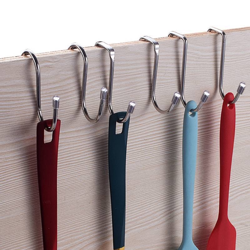 Kait Gantungan Pintu Bentuk S Ganda Multifungsi Bahan Stainless Steel Untuk Kamar Mandi / Dapur