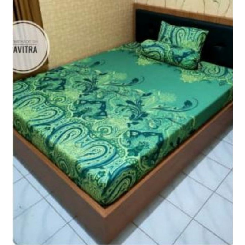 Sprei Katun Home Made Motif Batik Hijau Azel 180x200x20