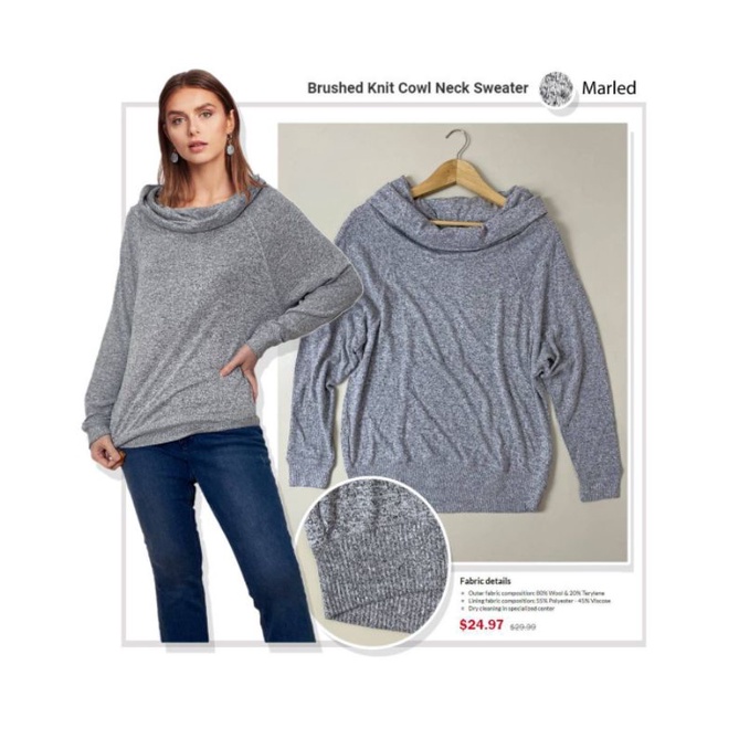 Exp** cowl neck sweater