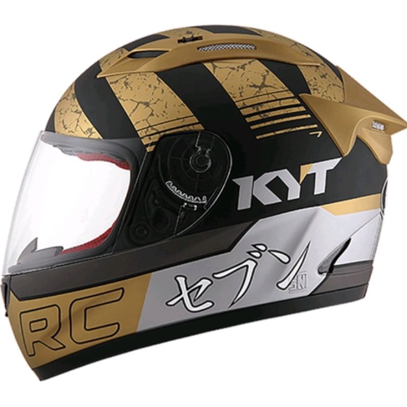 Helm KYT RC Seven #17 / Helm KYT RC7 Original Black Doff-Gold