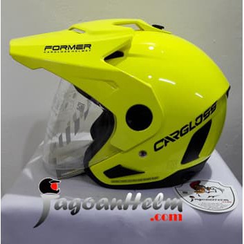 CARGLOSS Helm FORMER TEXT| FZ Yellow Metalic |Half Face CARGLOS