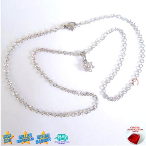 Lovelybutik - Kalung Wanita Titanium Anti Karat Anti Luntur Kalung Titanium Model Terbaru Lar4 Model Kalung Liontin Permata Bonus Tempat Perhiasan