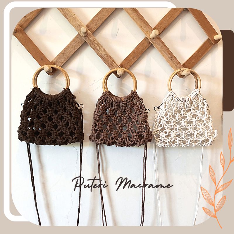 Tas Macrame Mini Aesthetic Retro Untuk Handphone (Kode 3)