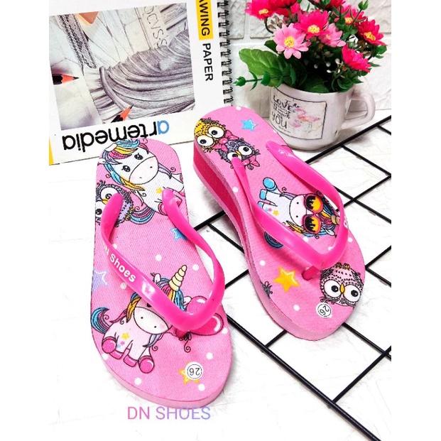 Wedges Anak Perempuan Sandal Anak Karakter Uniqorn Pink